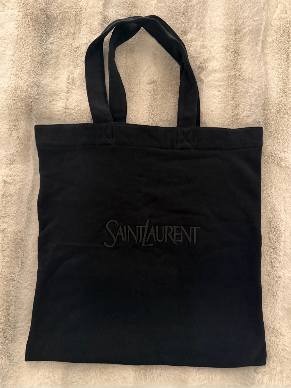 Saint Laurent Rive Droite Fleece Tote Bag Black